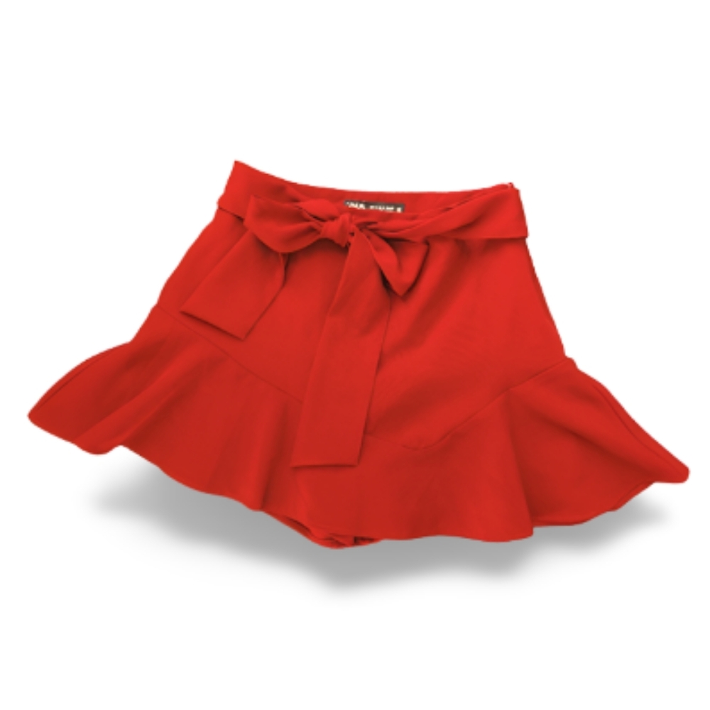 Zara Red Skirt/Skort with Tie-Waist and Shorts (Size S) NWOT